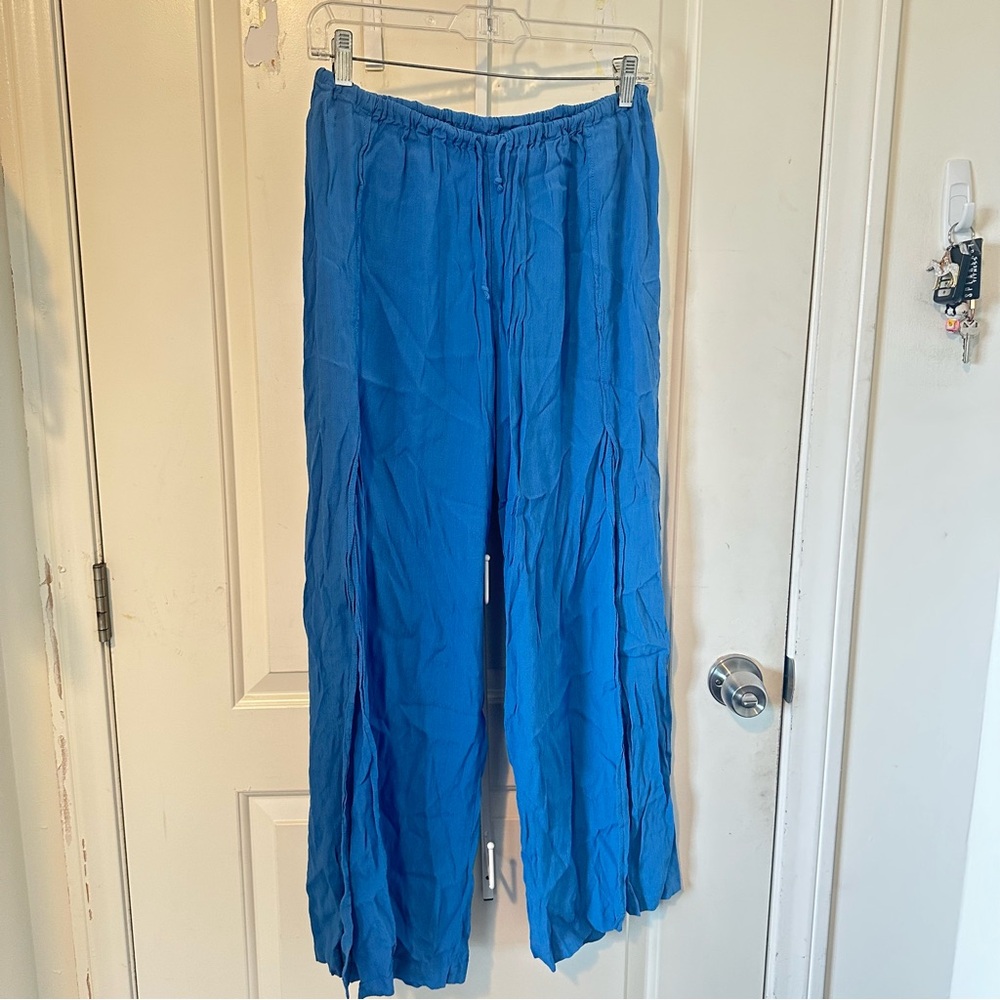 Blue Wide-Leg beach Pants